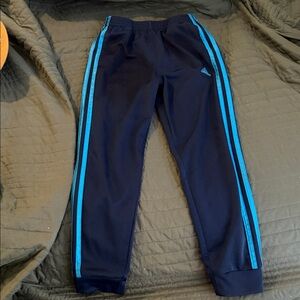 adidas Kids Navy Joggers with Aqua Stripes